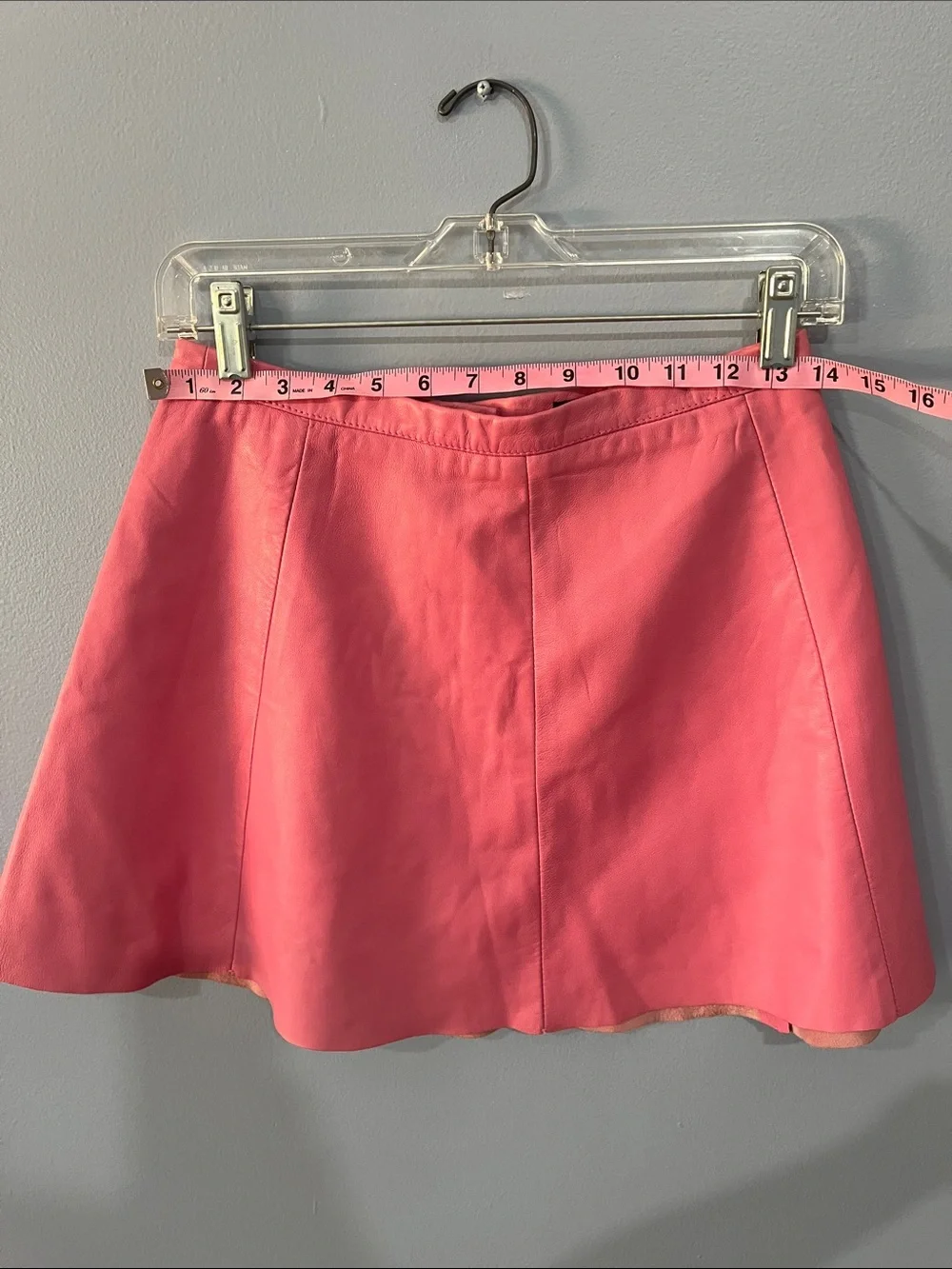 Aqua Bright Pink Mini Skirt — A-Line Lamb Leather